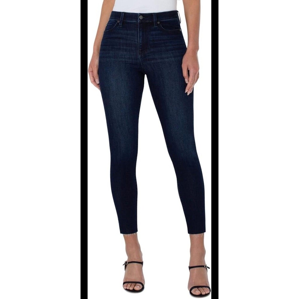 Liverpool Womens High Rise Ankle Jeans Dark Wash Raw Hem Size 27/4 NWT⁠